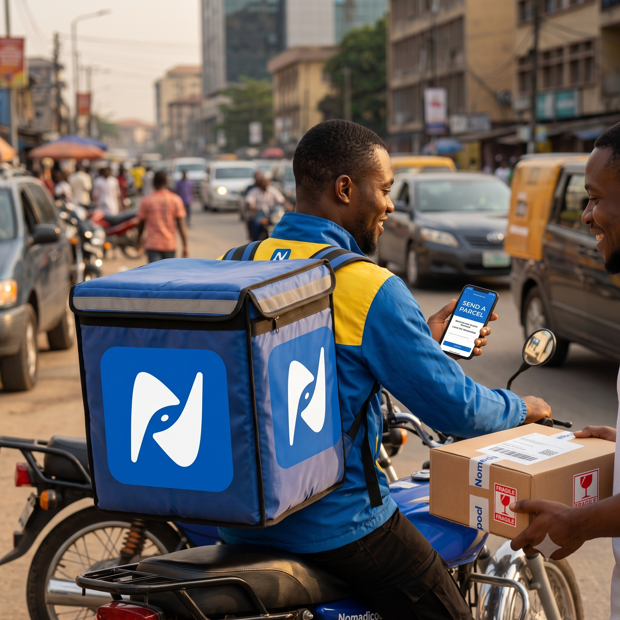 Courier delivering a parcel